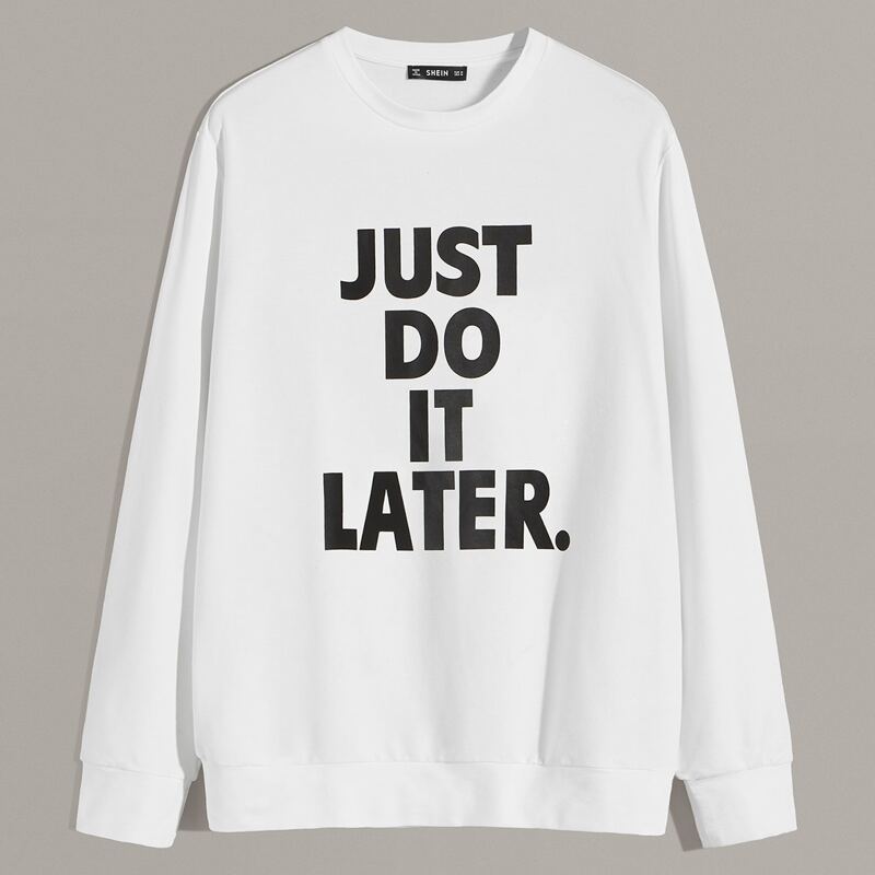 

Guys Slogan Graphic Pullover, White