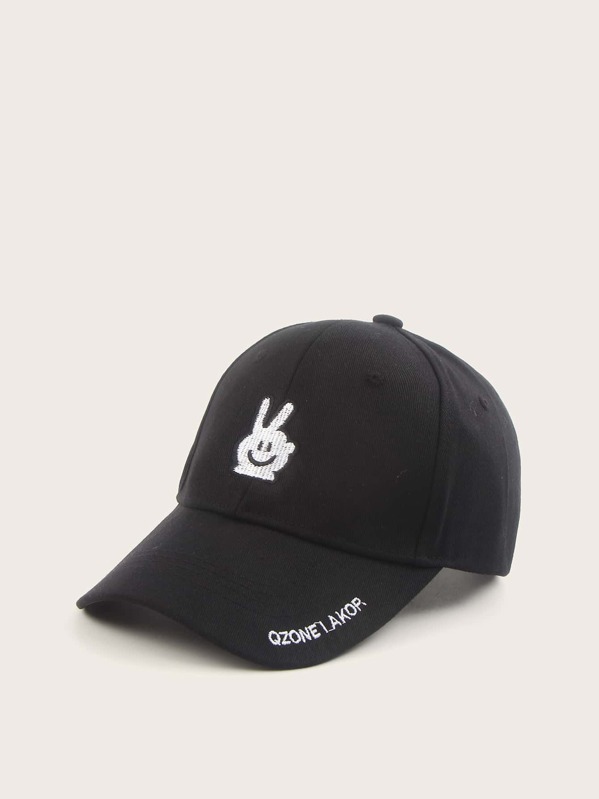 

Men Embroidered Hand Baseball Cap, Black