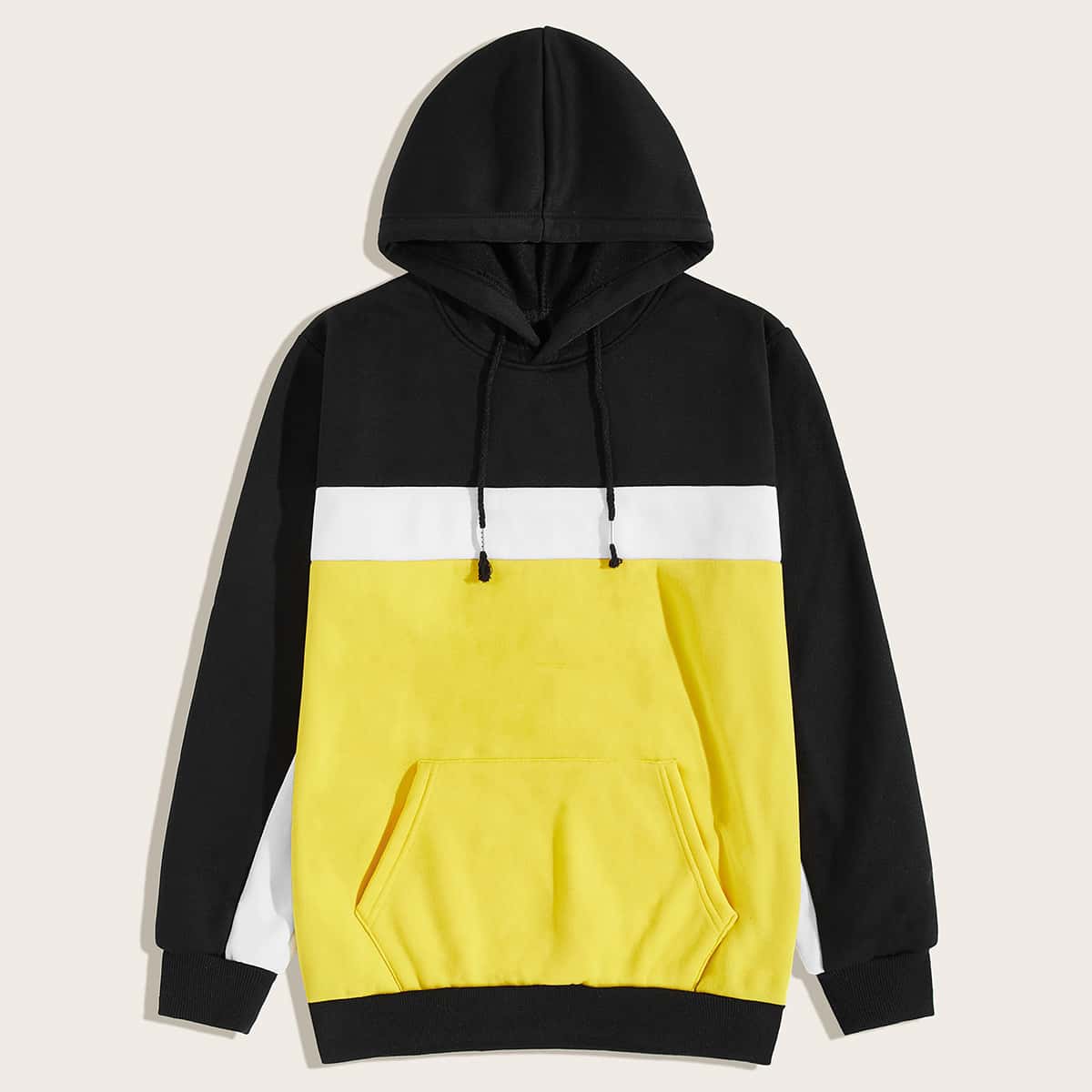 

Guys Color-block Kangaroo Pocket Drawstring Hoodie, Multicolor