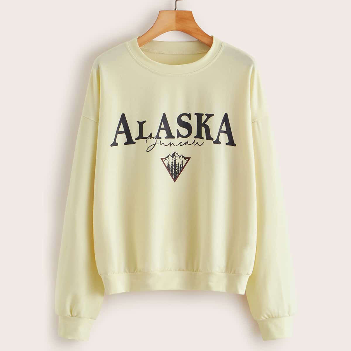 

Letter Graphic Drop Shoulder Sweatshirt, Beige