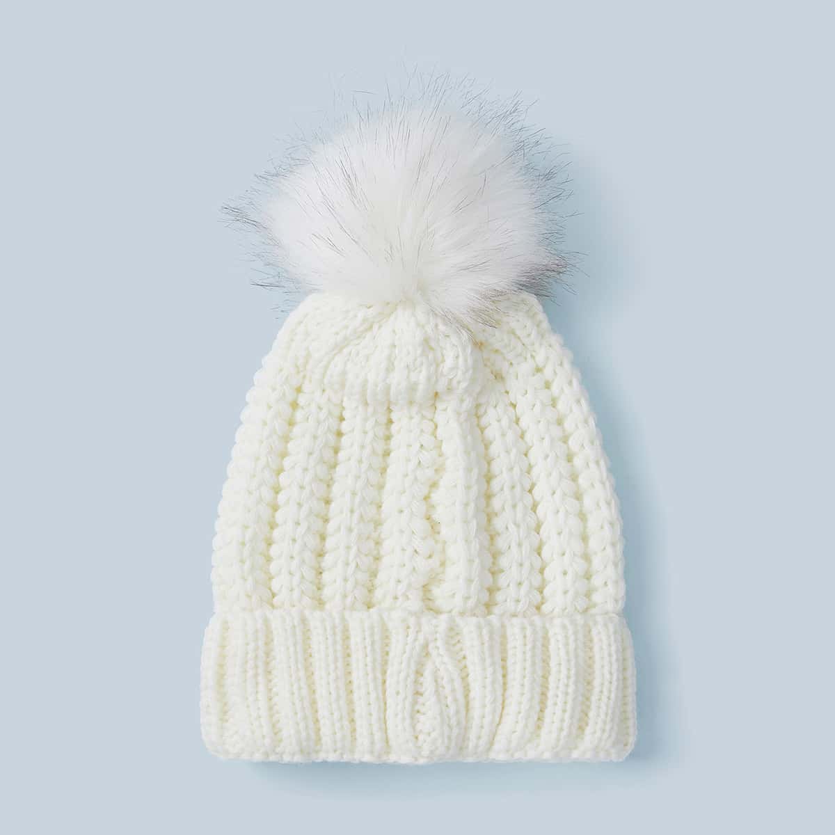 

Pom Pom Decor Knit Beanie, Beige
