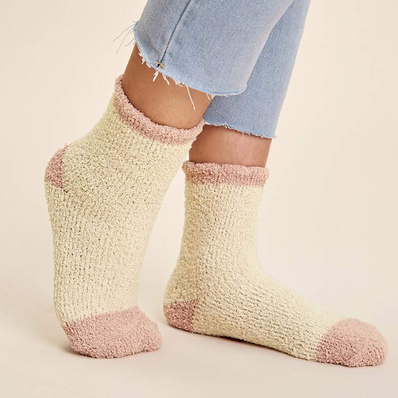 

1pair Two Tone Floor Socks, Multicolor
