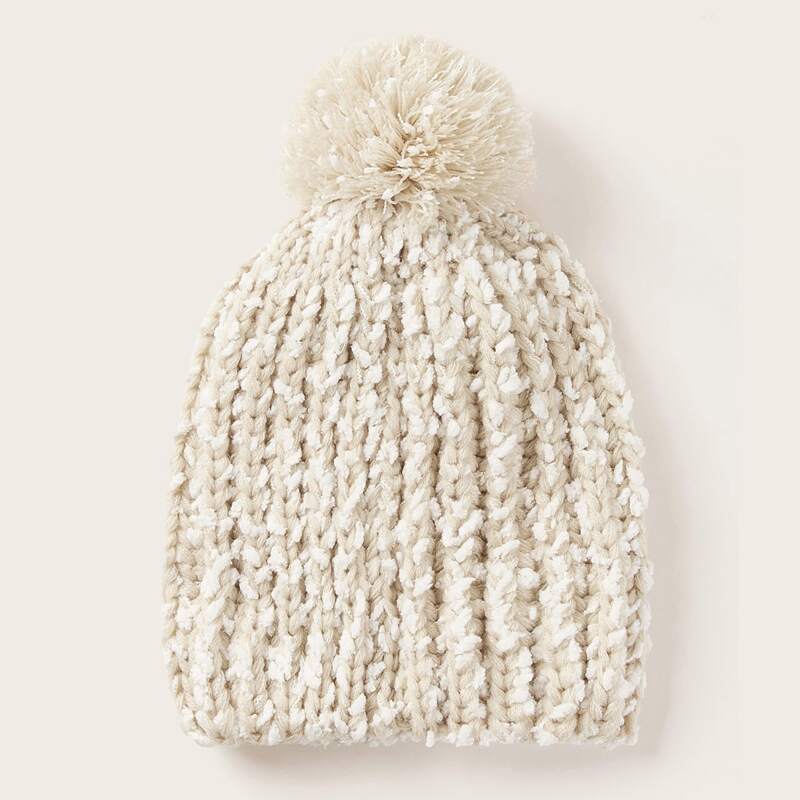 

Pom Pom Decor Knit Beanie, Beige