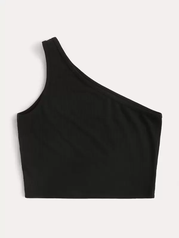 1 shoulder black top