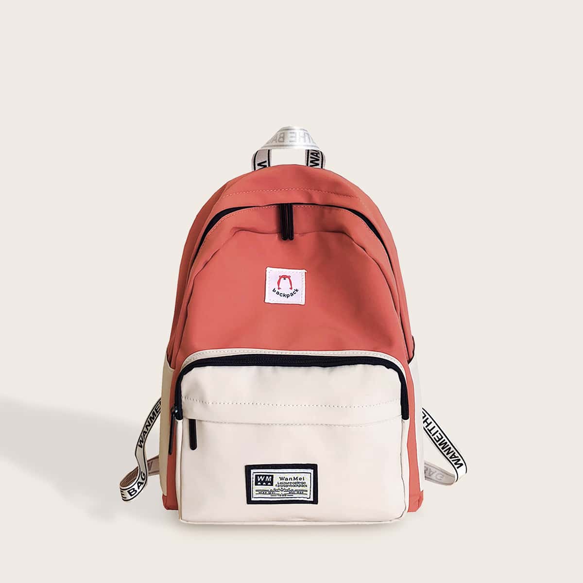 

Color Block Pocket Front Backpack, Multicolor