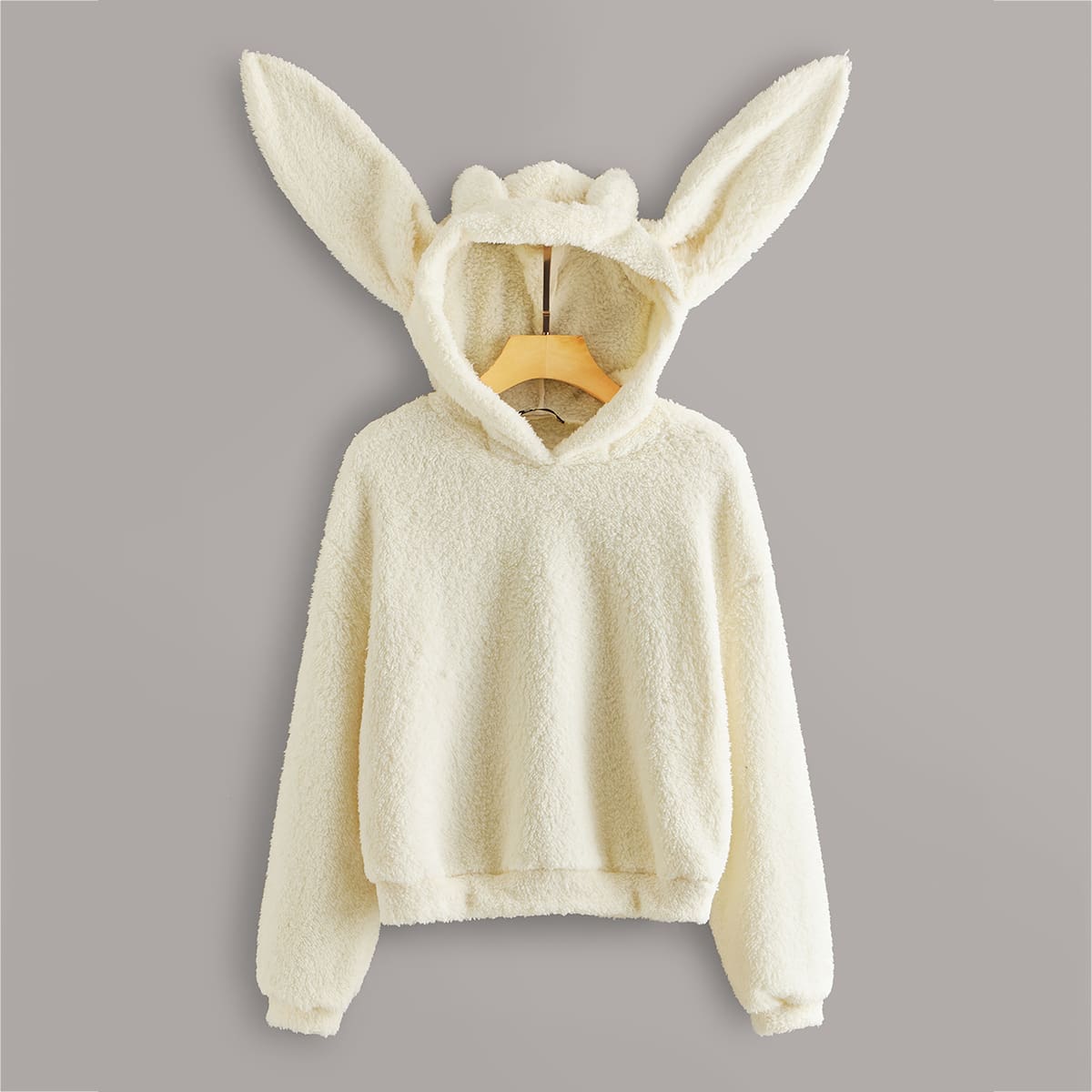 

Solid Ear Hoodie, Beige pastel