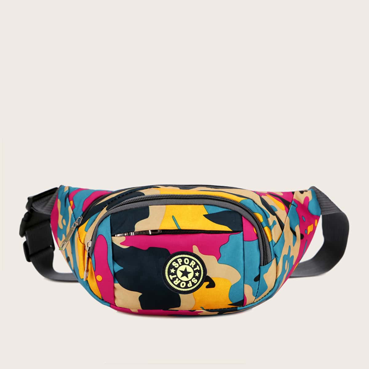 

Camouflage Zip Front Fanny Pack, Multicolor