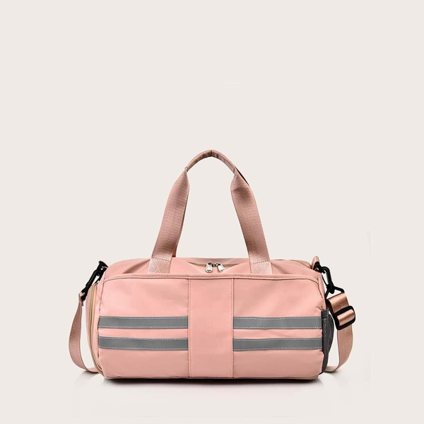 

Striped Detail Barrel Bag, Pink