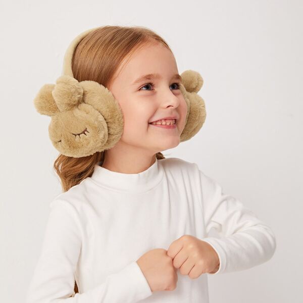 

Girls Rabbit Design Fluffy Earmuffs, Khaki