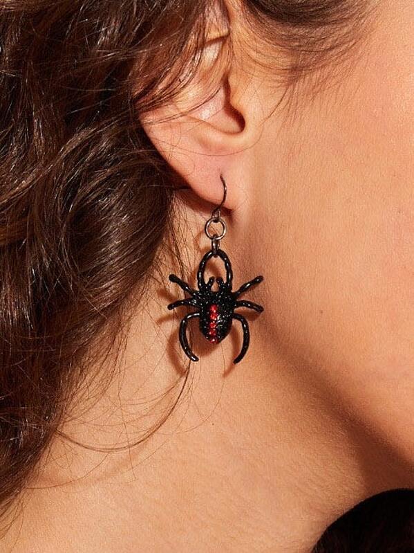 

1pair Spider Drop Earrings, Black