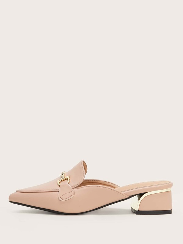 

Point Toe Metal Decor Flat Mules, Pink