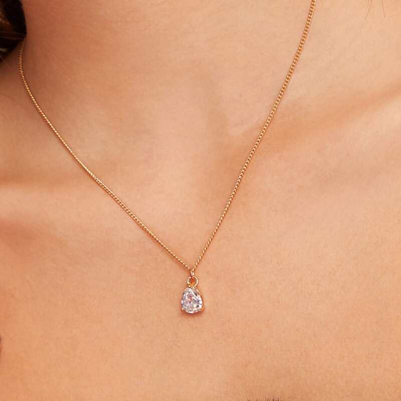 

1pc Waterdrop Charm Necklace, Gold