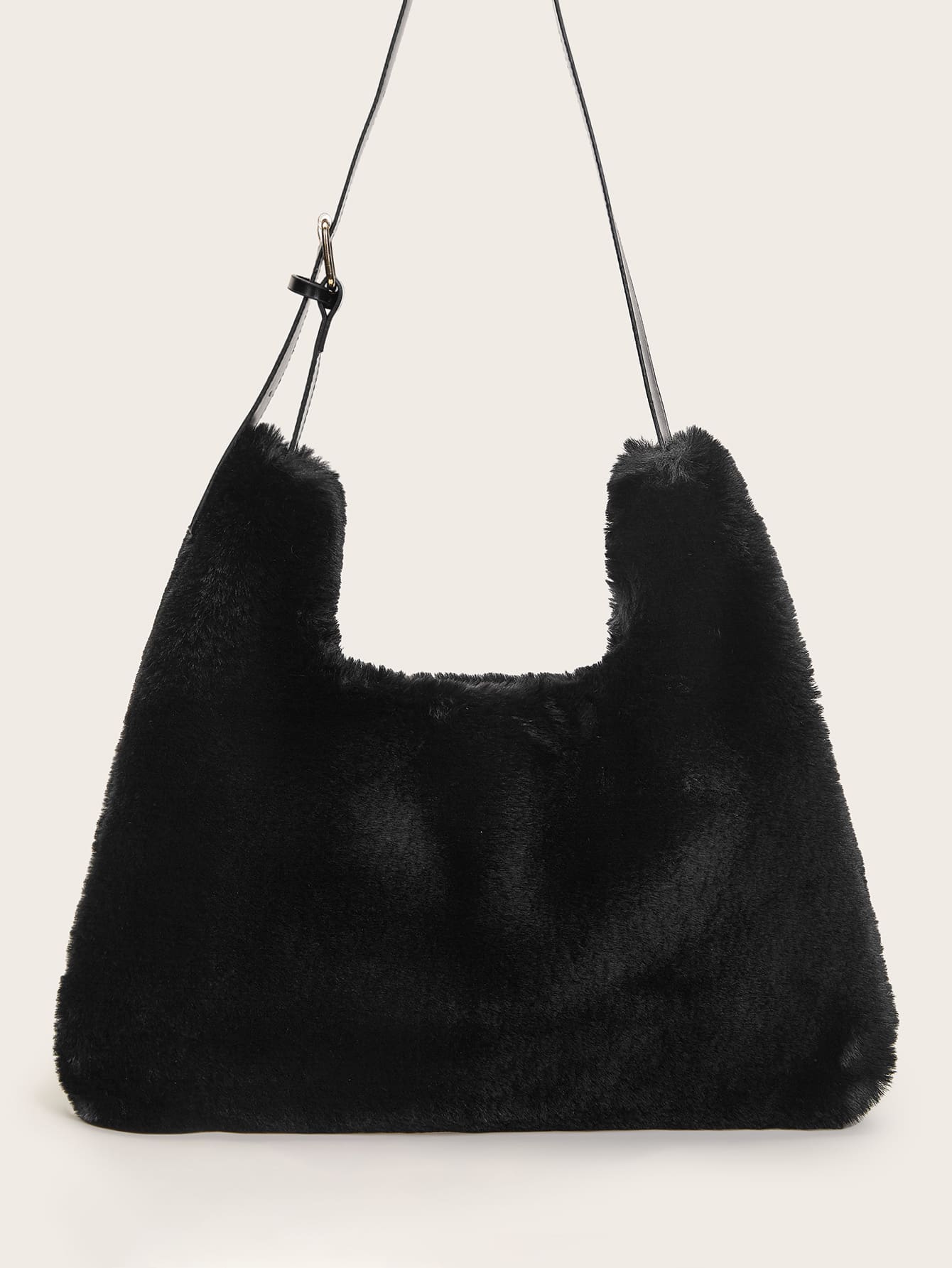 fluffy black tote bag