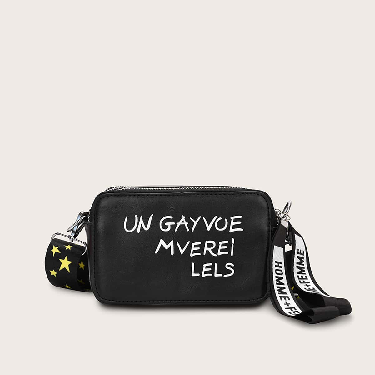 

Letter Graphic Crossbody Bag, Black