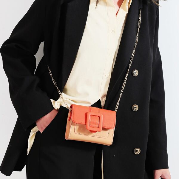 

Mini Two Tone Flap Chain Bag, Orange