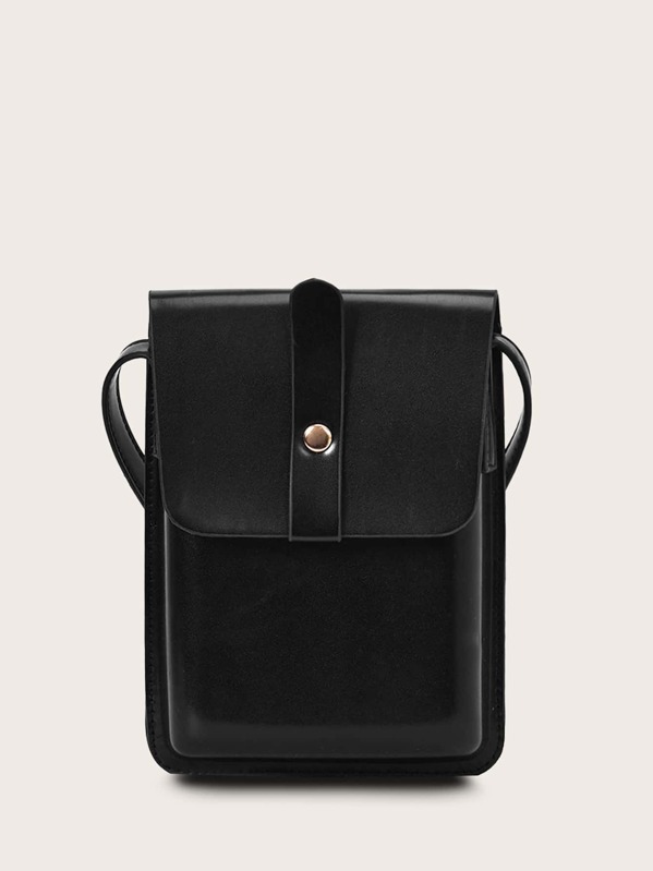 

Minimalist Flap Crossbody Bag, Black