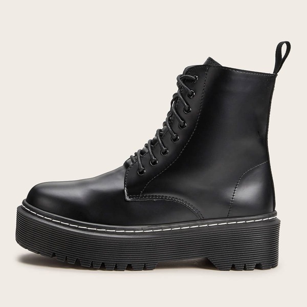 

Lace-up Front Combat Boots, Black