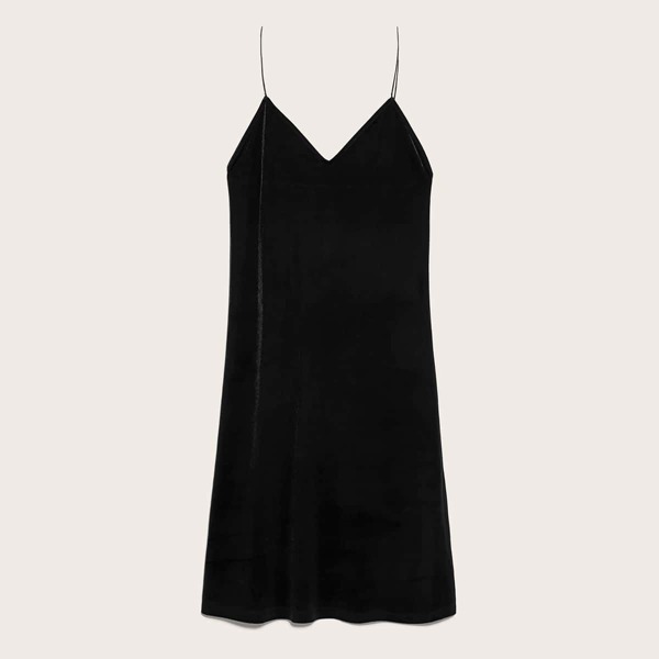 

Solid Sleeveless Midi Cami Dress, Black