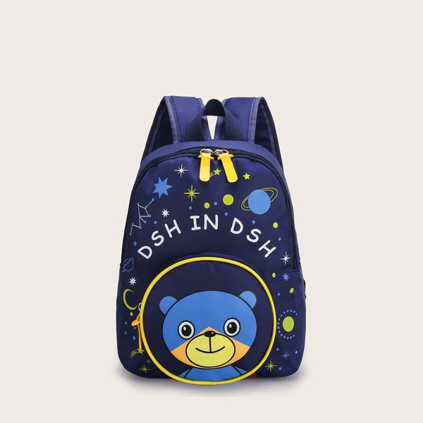 

Boys Cartoon Graphic Pocket Front Backpack, Blue