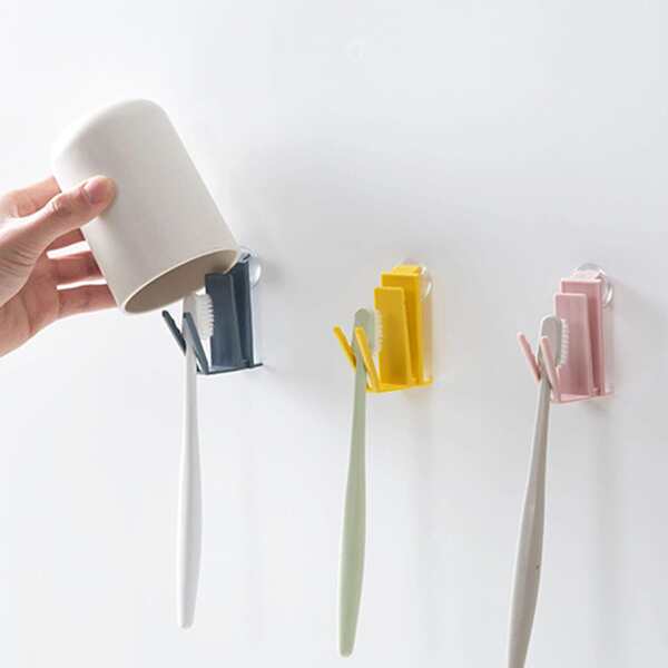 

3pcs Simple Wall Mount Toothbrush Holder, Multicolor