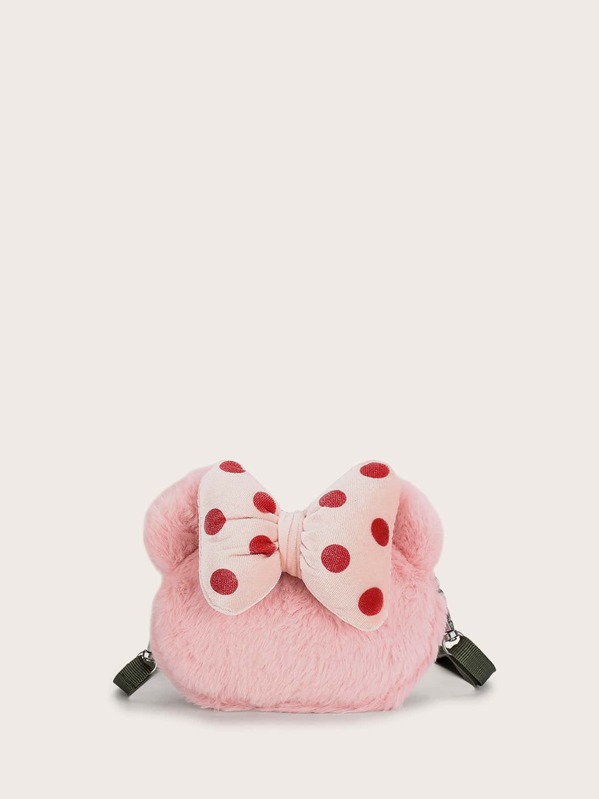 

Girls Bow Decor Fluffy Crossbody Bag, Pink