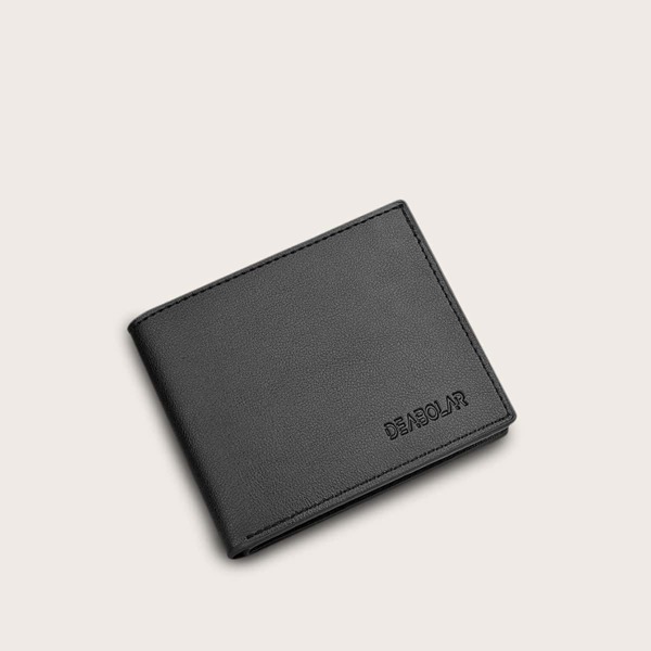 

Men Letter Graphic Fold Over Wallet, Black