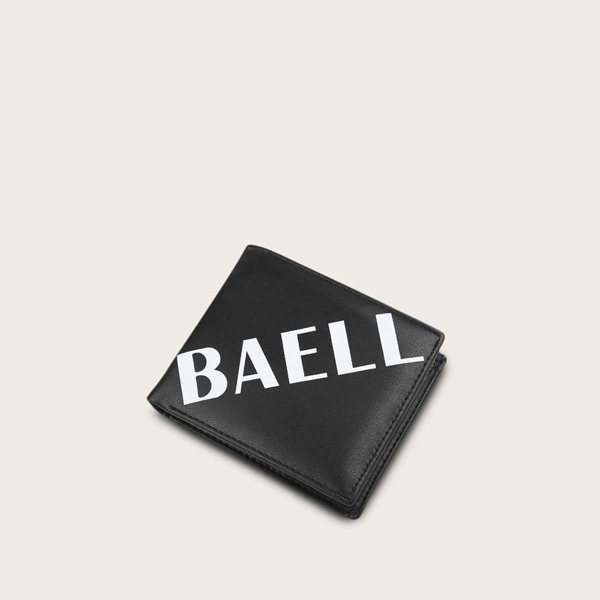 Men Letter Graphic Fold Over Wallet, Black