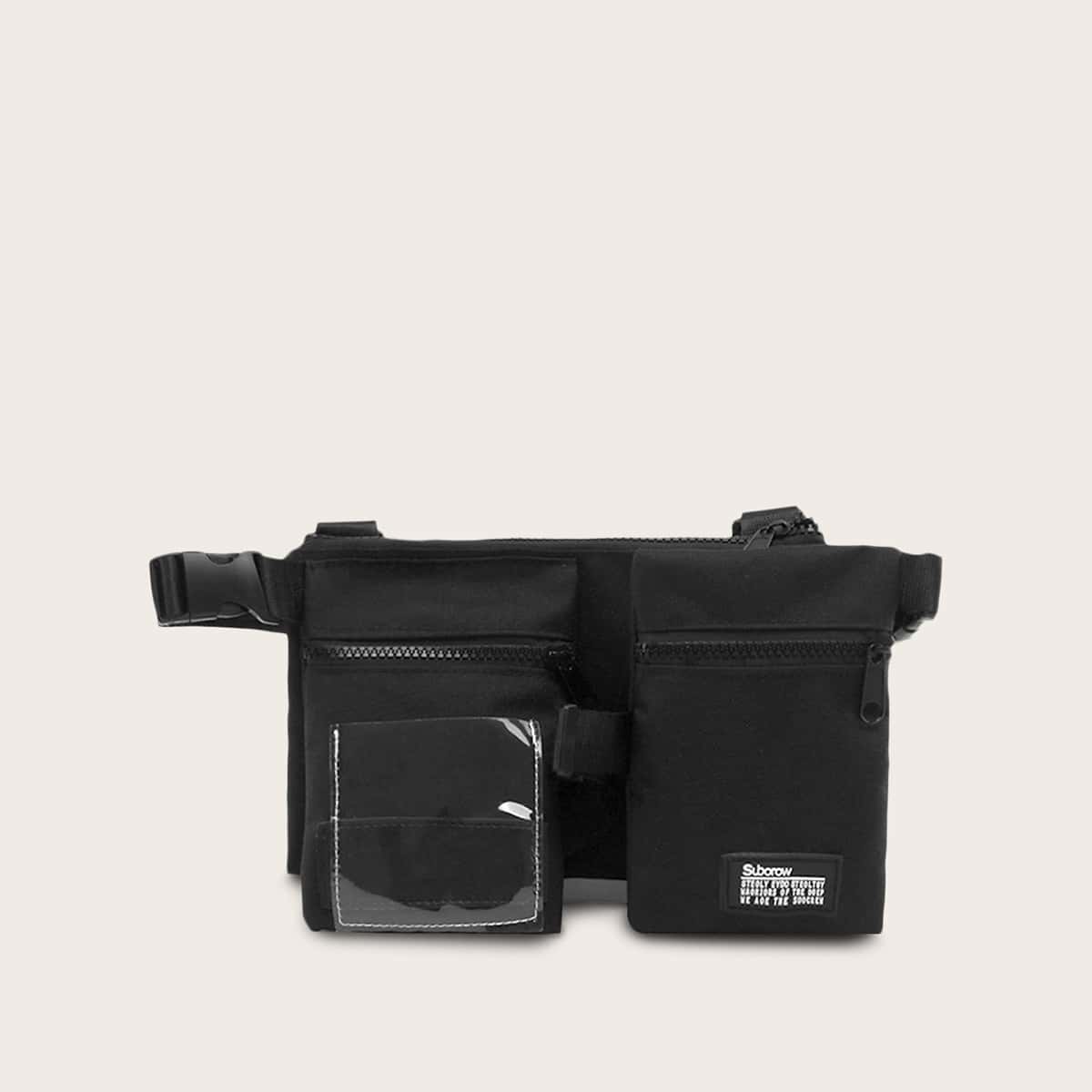 

Guys Detachable Pocket Front Crossbody Bag, Black