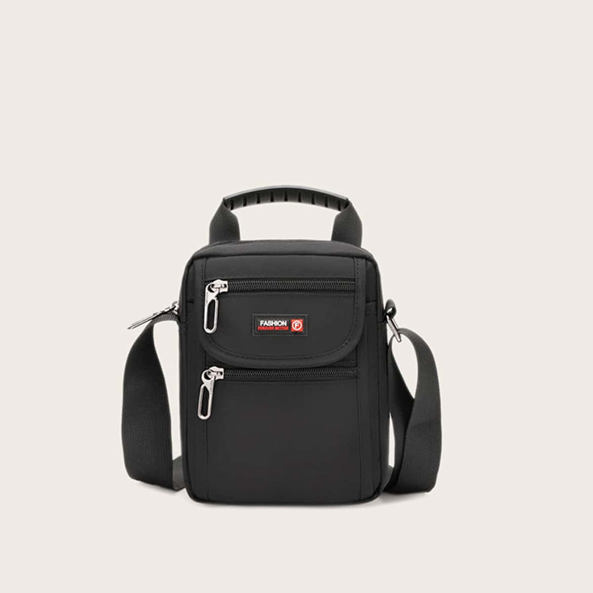 

Guys Double Zip Front Crossbody Bag, Black