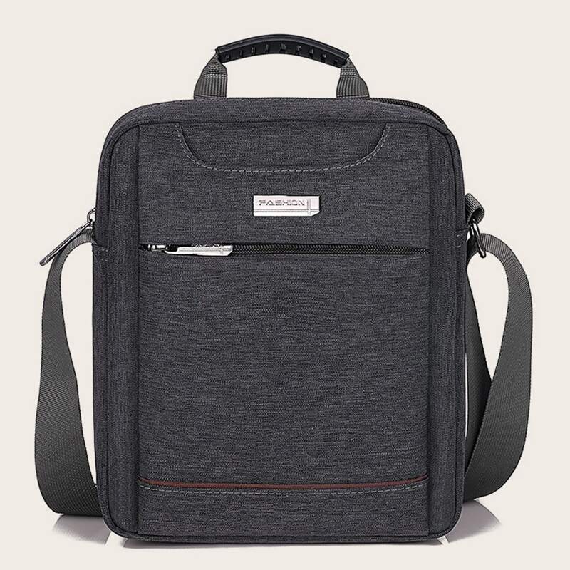 

Guys Letter Detail Zip Front Crossbody Bag, Grey