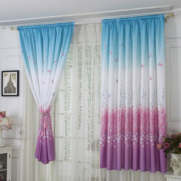 

Floral & Butterfly Print Curtain, Multicolor