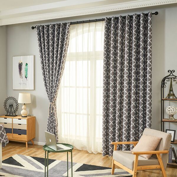 

Geometric Pattern Curtain, Grey