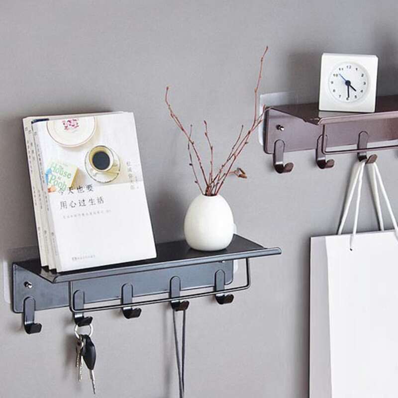 

1pc Wall Mount Storage Rack With Hook, Multicolor