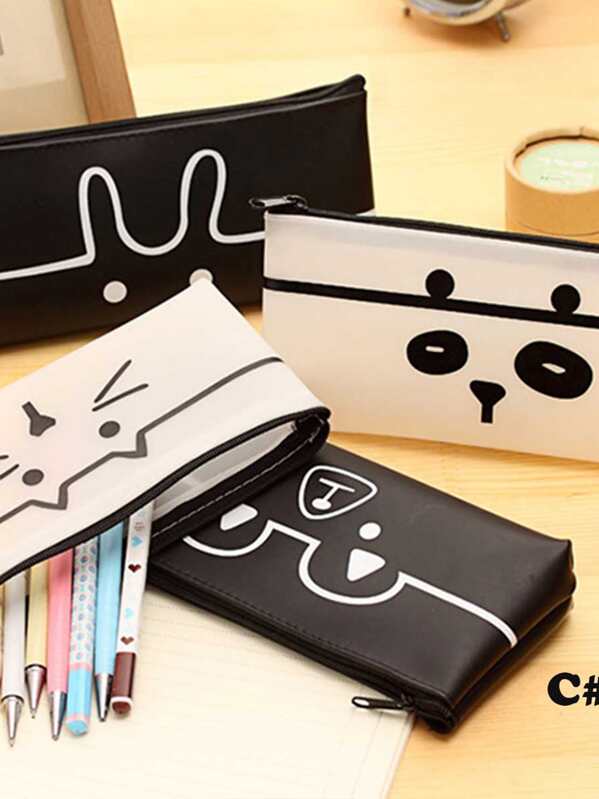 

1pc Cartoon Graphic Zipper Pencil Bag
