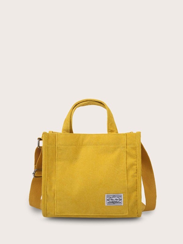 

Letter Patch Satchel Bag, Yellow