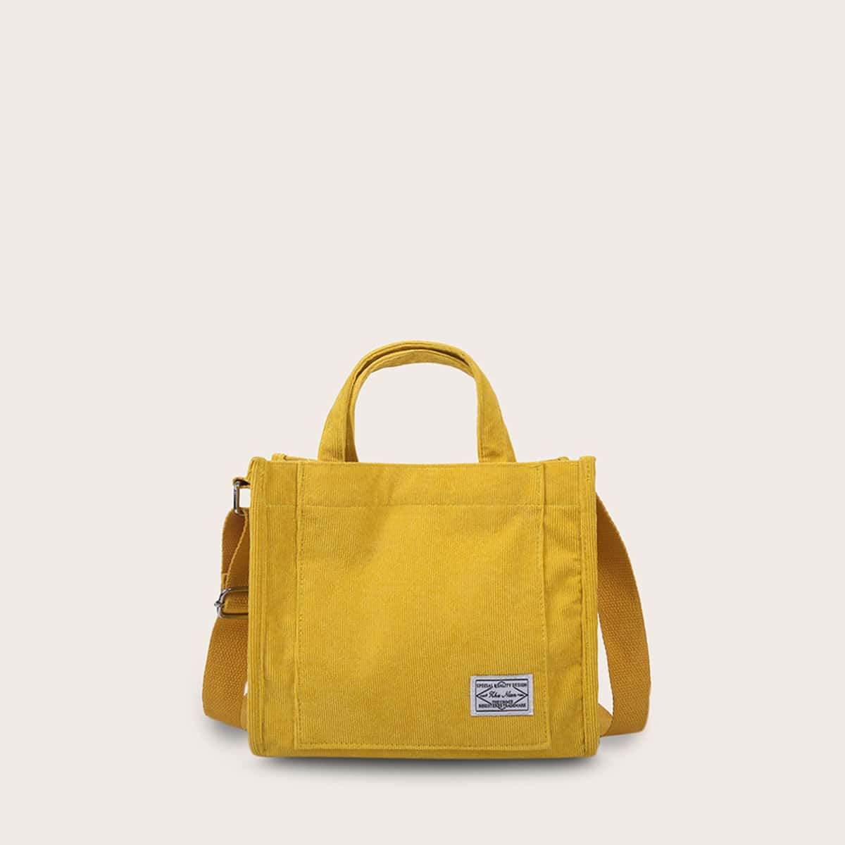 

Letter Patch Satchel Bag, Yellow