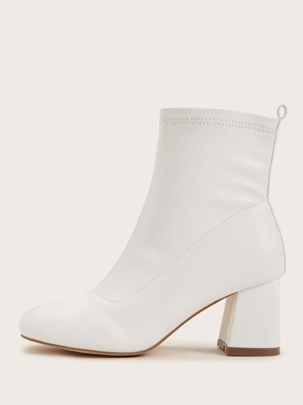 

Stitch Detail Chunky Heeled Ankle Boots, White