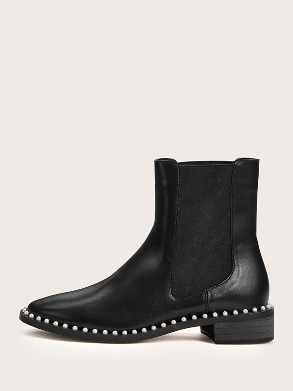 

Faux Pearl Decor Chelsea Boots, Black
