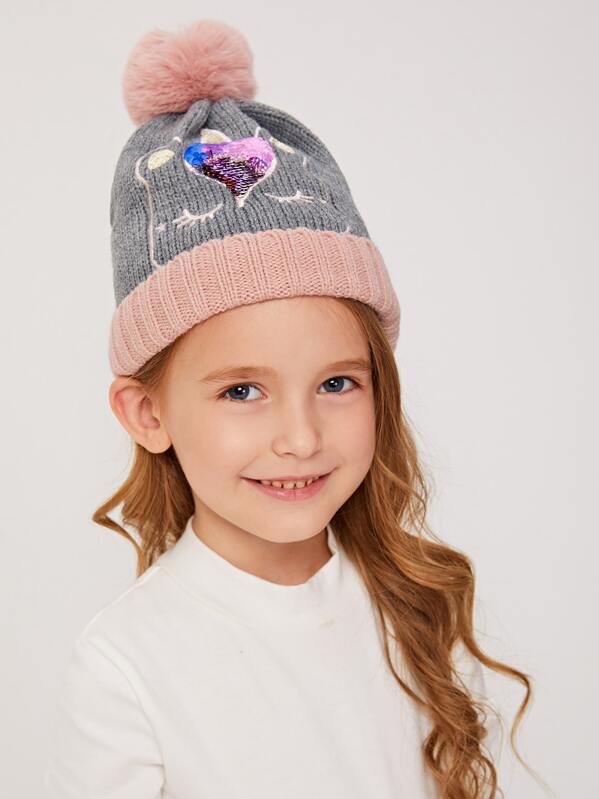 

Toddler Girls Sequin Decor Knit Beanie, Multicolor