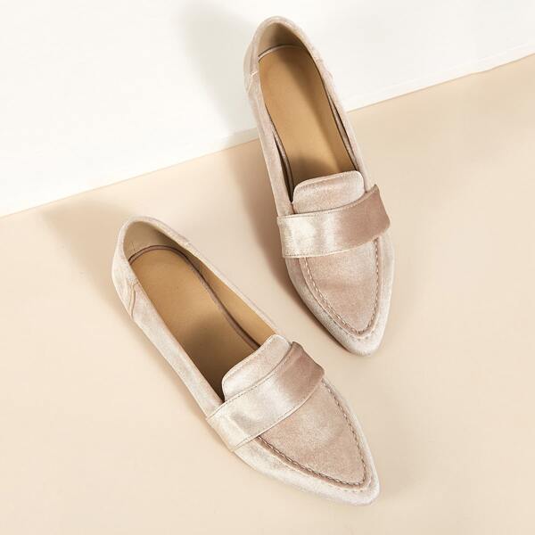 

Point Toe Flat Smoking Shoes, Pink