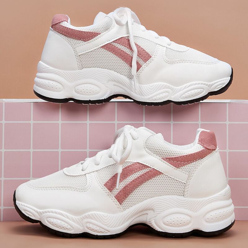 

Lace-up Front Mesh Panel Chunky Sneakers, Multicolor