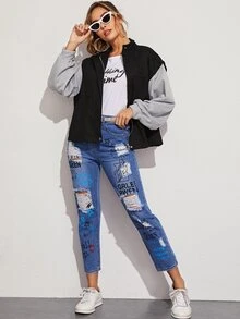 Veste en jean 2 couleurs clearance