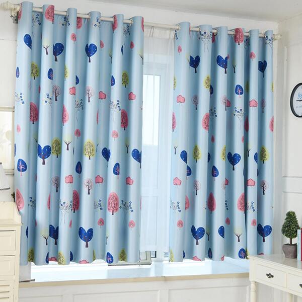 

1pc Heart Print Eyelet Curtain, Multicolor