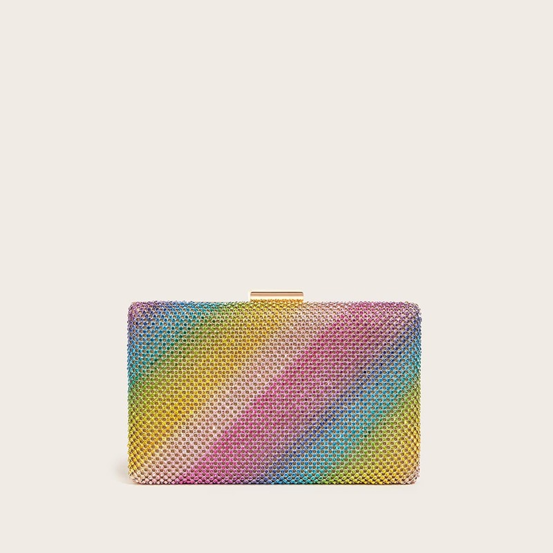 

Rhinestone Decor Chain Clutch Bag, Multicolor