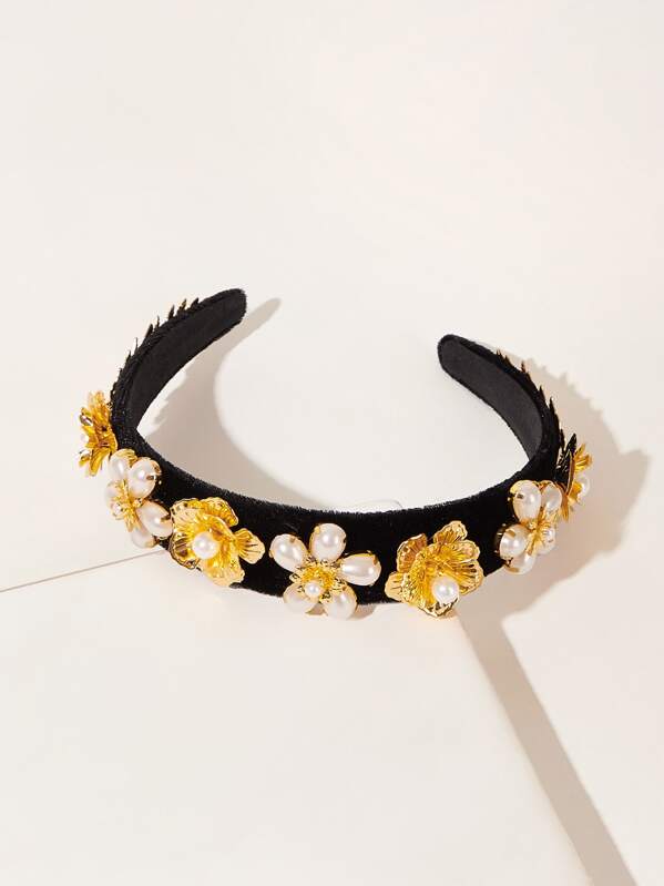 

Faux Pearl Flower Decor Headband, Multicolor