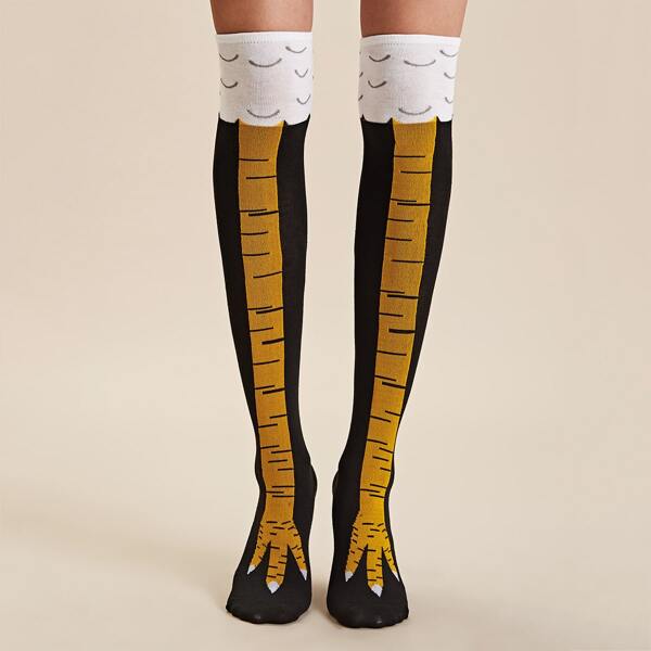 

1pair Over The Knee Socks, Black