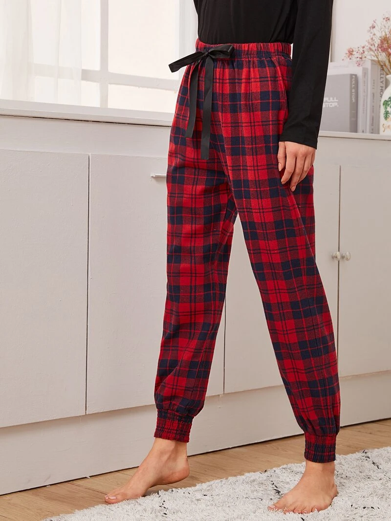 plaid tie pants