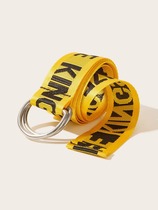 

Slogan Graphic Tape Belt, Multicolor