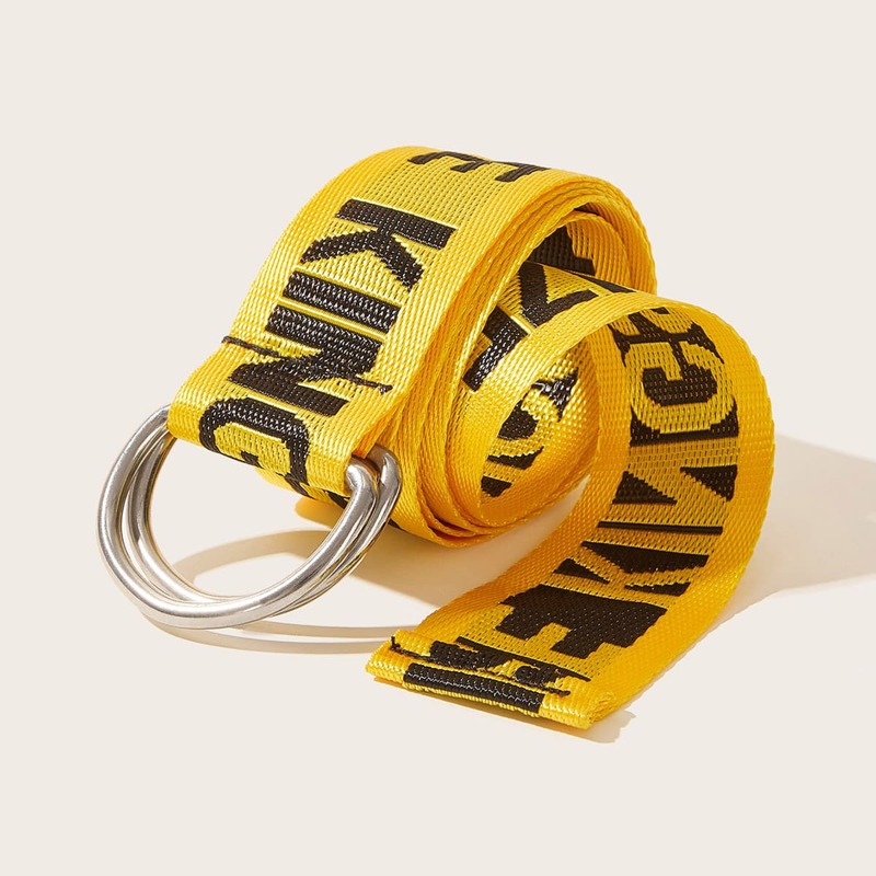 

Slogan Graphic Tape Belt, Multicolor