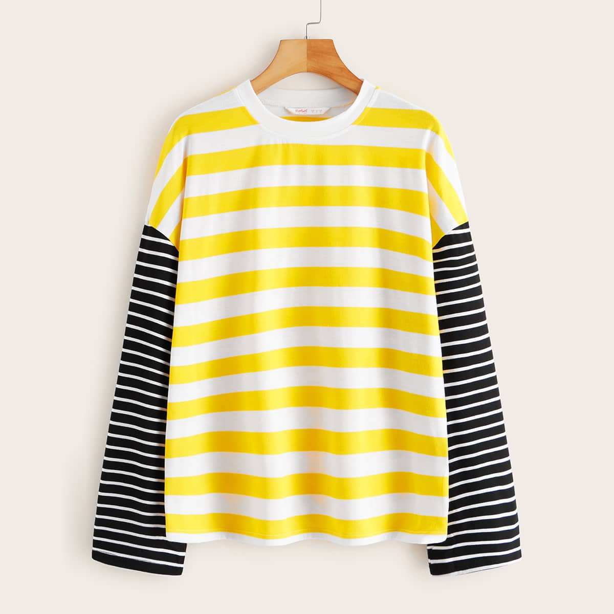 

Striped Color-block Long Sleeve Tee, Multicolor